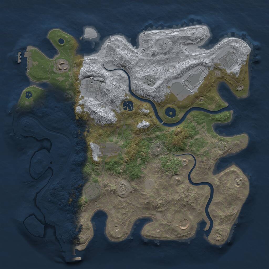 Rust Map: Procedural Map, Size: 3751, Seed: 1, 15 Monuments