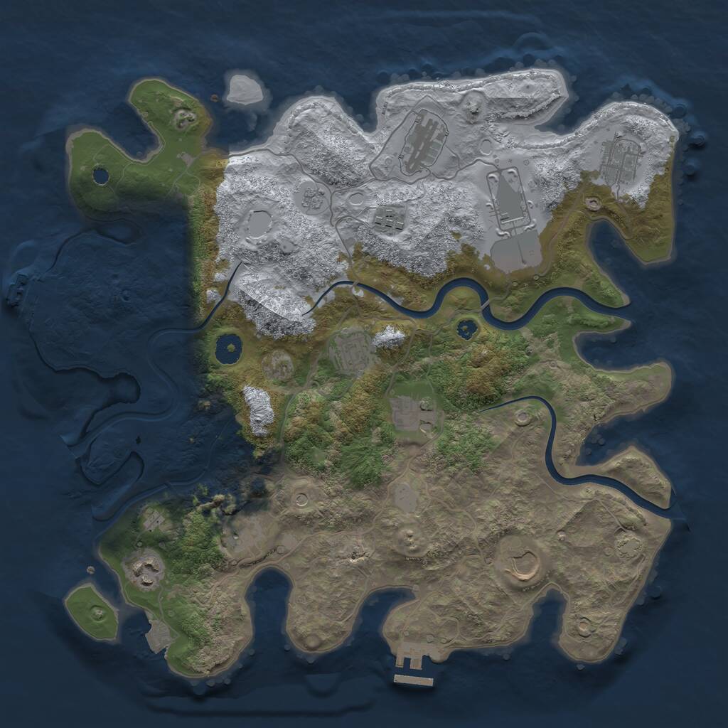 Rust Map: Procedural Map, Size: 3751, Seed: 1, 15 Monuments