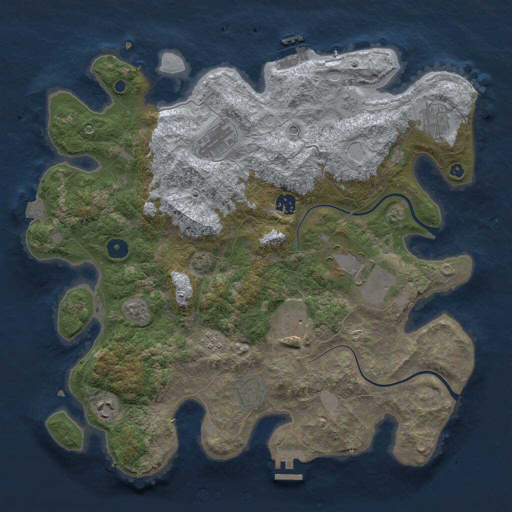 Rust Map: Procedural Map, Size: 3751, Seed: 1, 14 Monuments