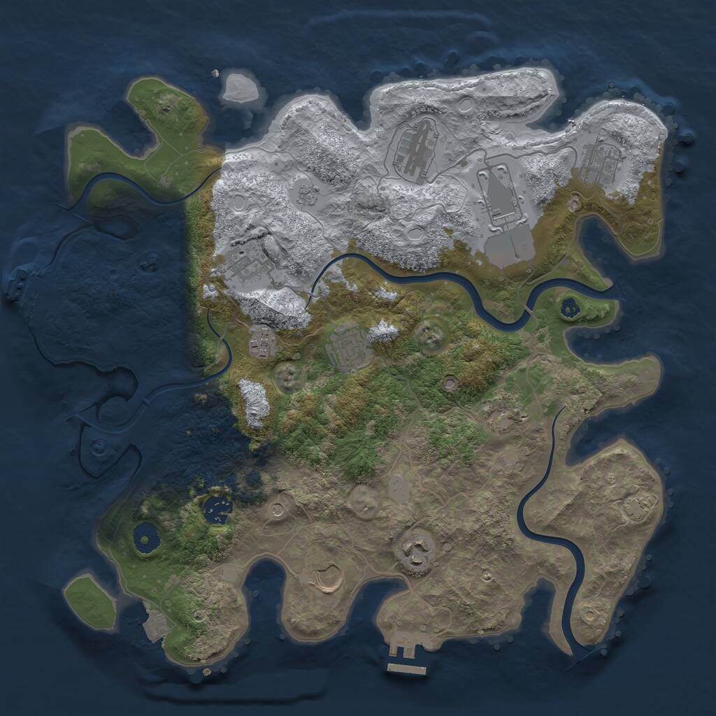 Rust Map: Procedural Map, Size: 3751, Seed: 1, 16 Monuments