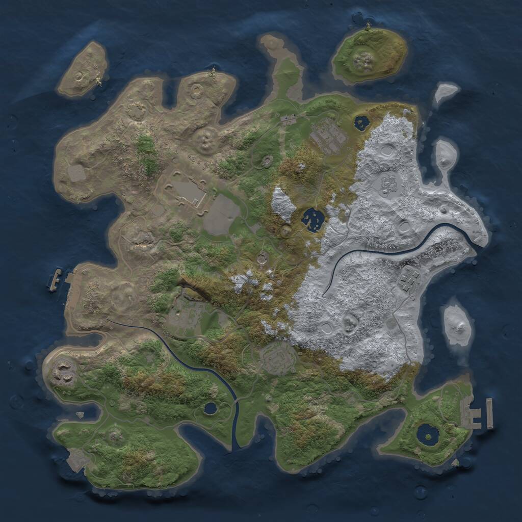 Rust Map: Procedural Map, Size: 3500, Seed: 7772080, 13 Monuments