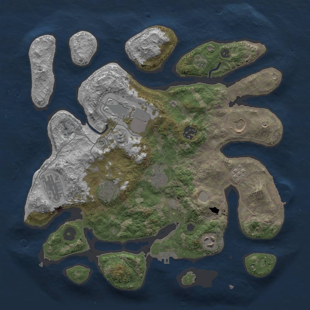 Rust Map: Procedural Map, Size: 3500, Seed: 35321368, 16 Monuments