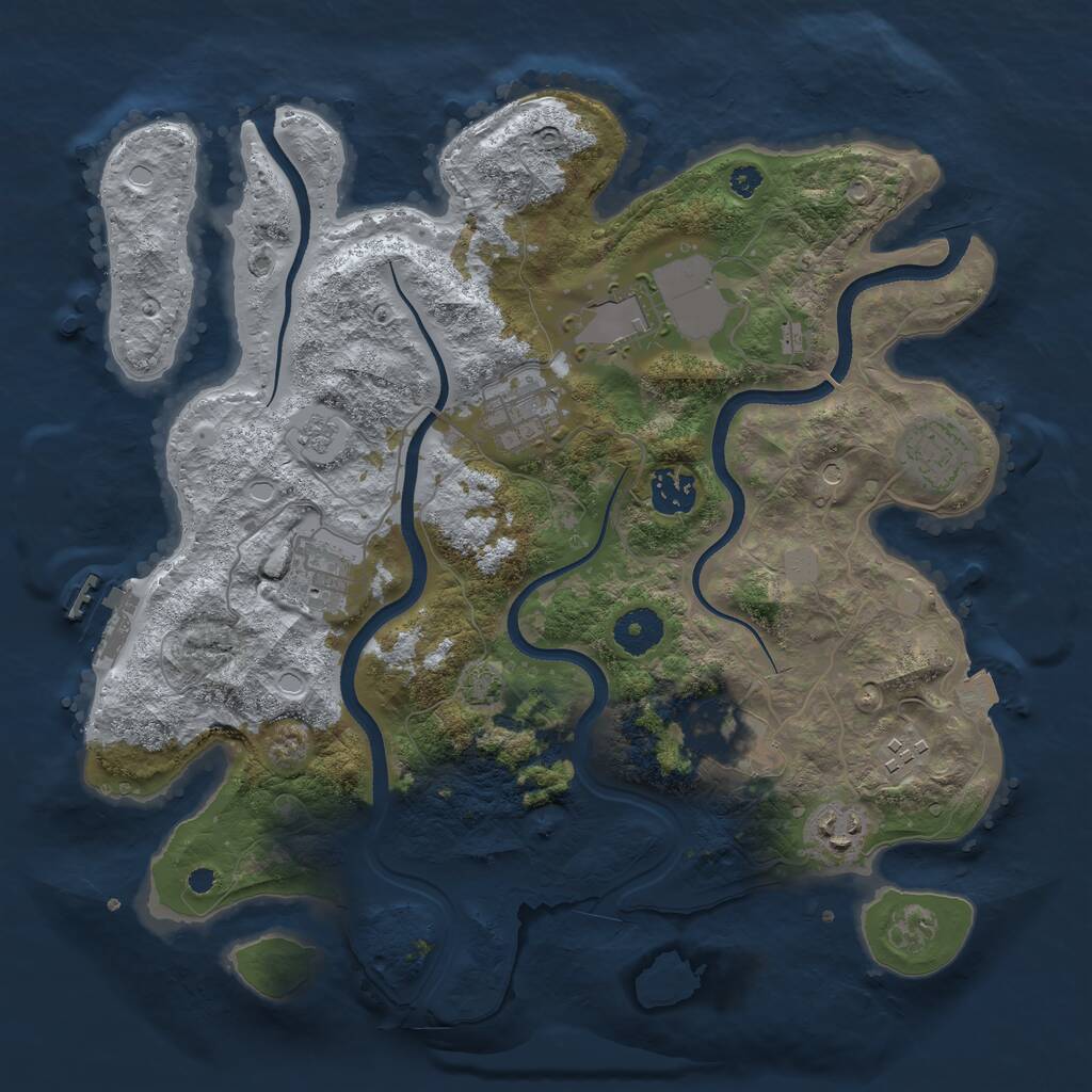 Rust Map: Procedural Map, Size: 3500, Seed: 35321368, 13 Monuments