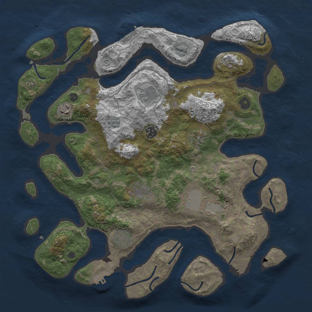 Rust Map: Procedural Map, Size: 4000, Seed: 909, 16 Monuments