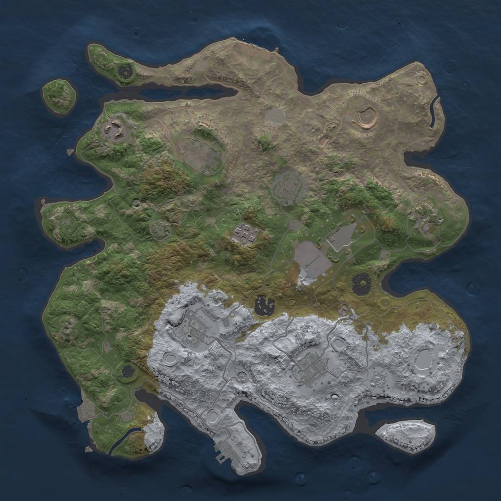 Rust Map: Procedural Map, Size: 3500, Seed: 117724, 18 Monuments