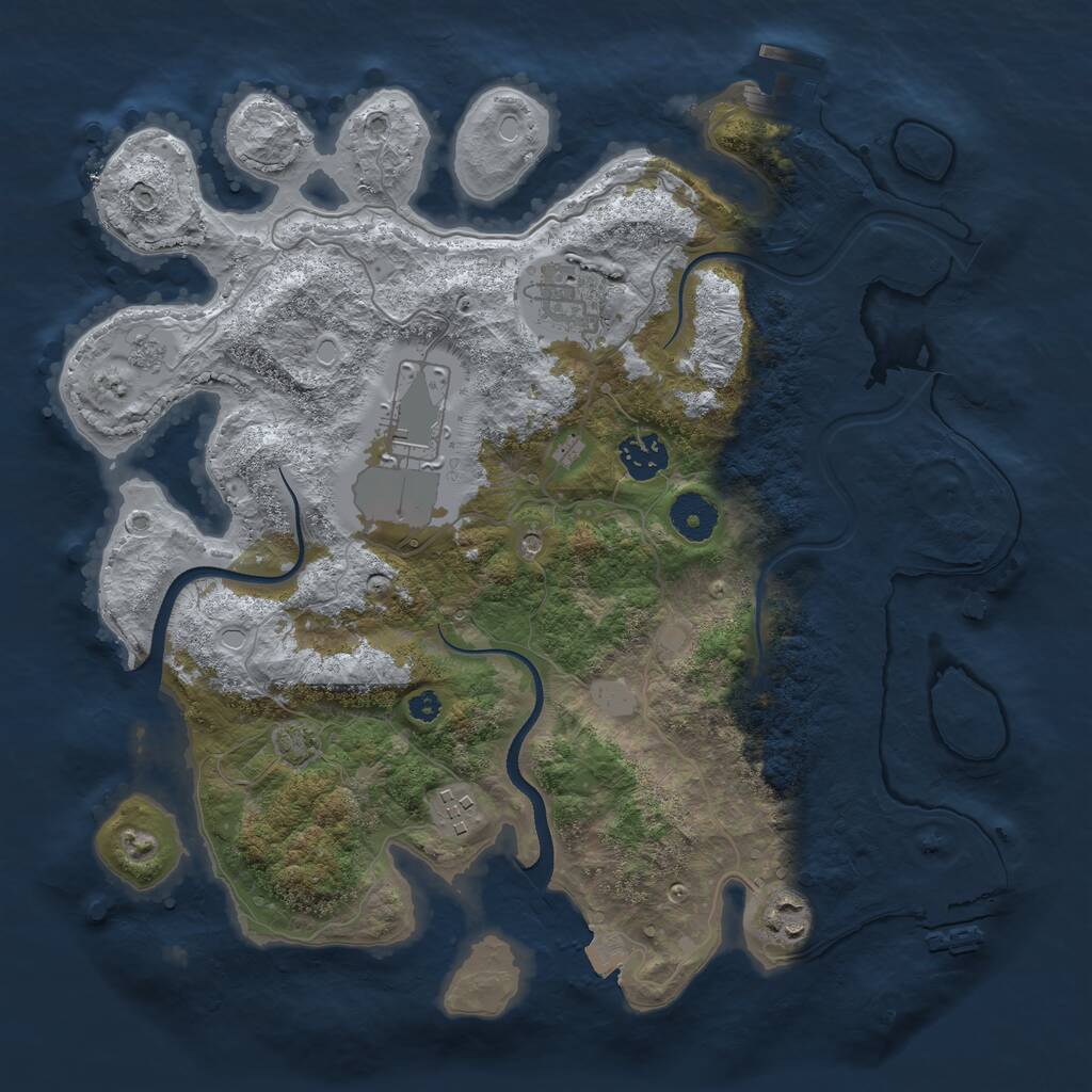 Rust Map: Procedural Map, Size: 3500, Seed: 700809033, 11 Monuments