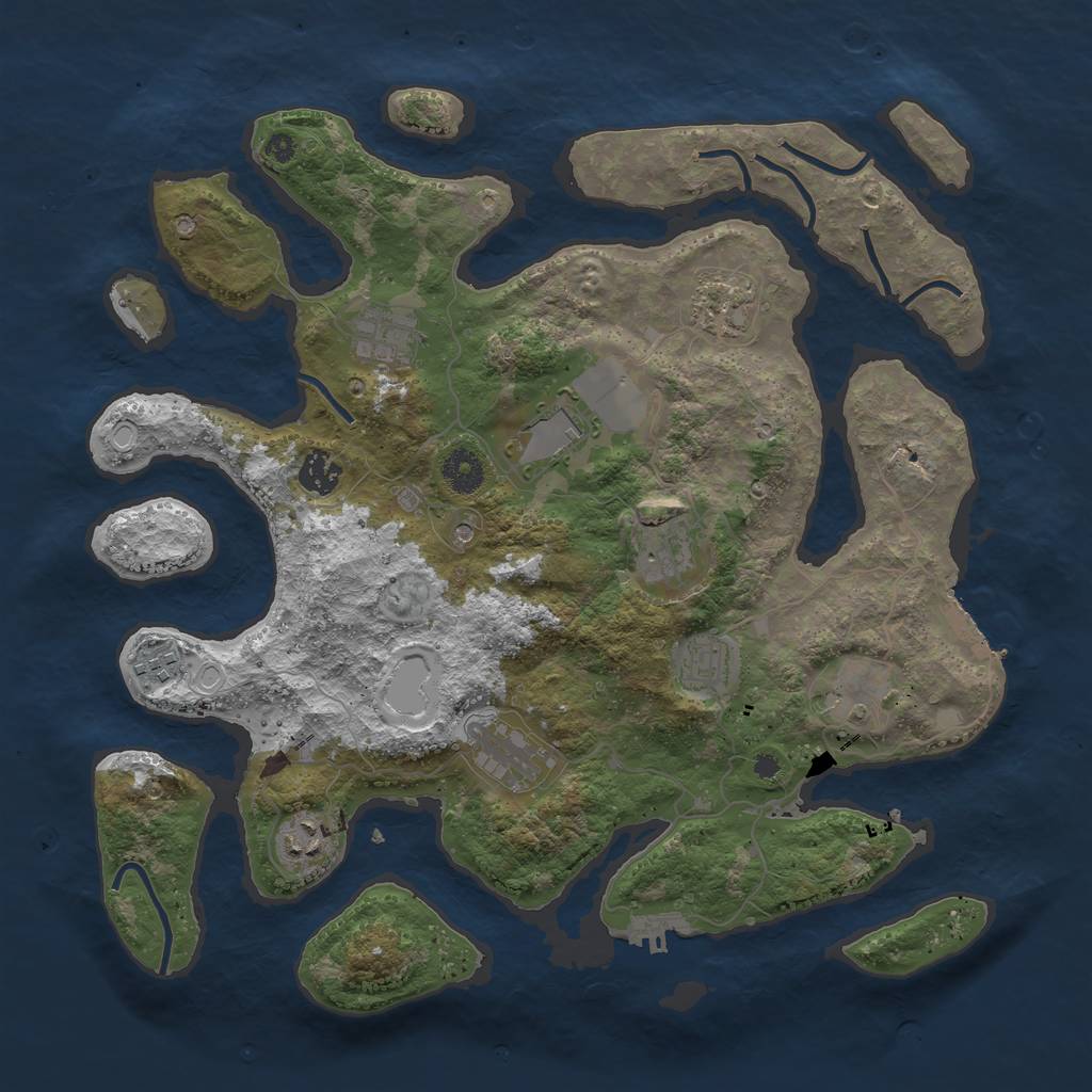 Rust Map: Procedural Map, Size: 3850, Seed: 428199136, 18 Monuments