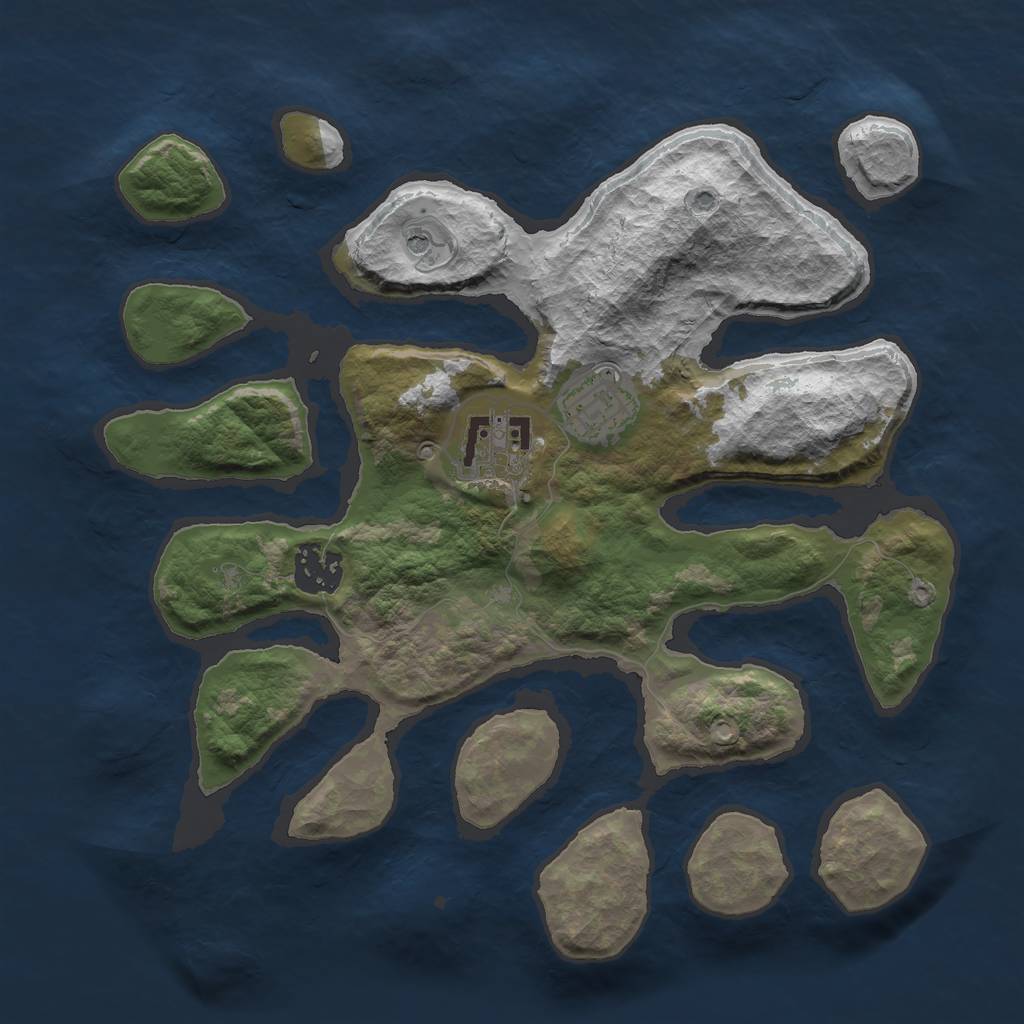 Rust Map: Barren, Size: 3000, Seed: 686525235, 6 Monuments