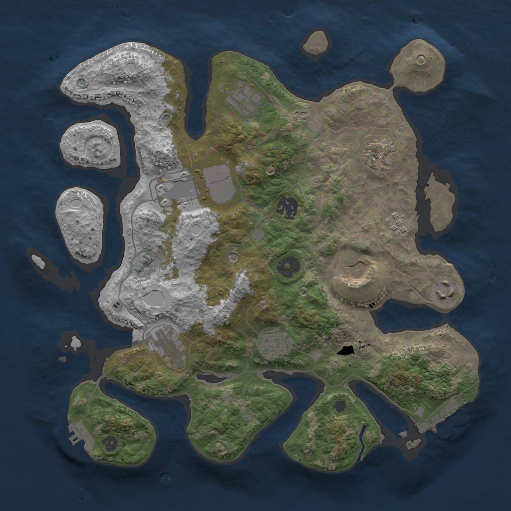 Rust Map: Procedural Map, Size: 3500, Seed: 2058974788, 17 Monuments