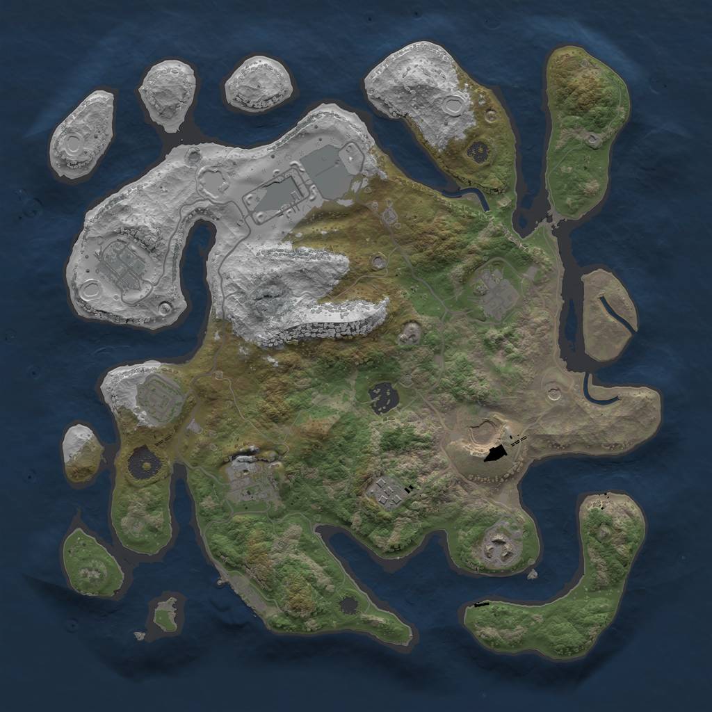 Rust Map: Procedural Map, Size: 3500, Seed: 23863, 16 Monuments