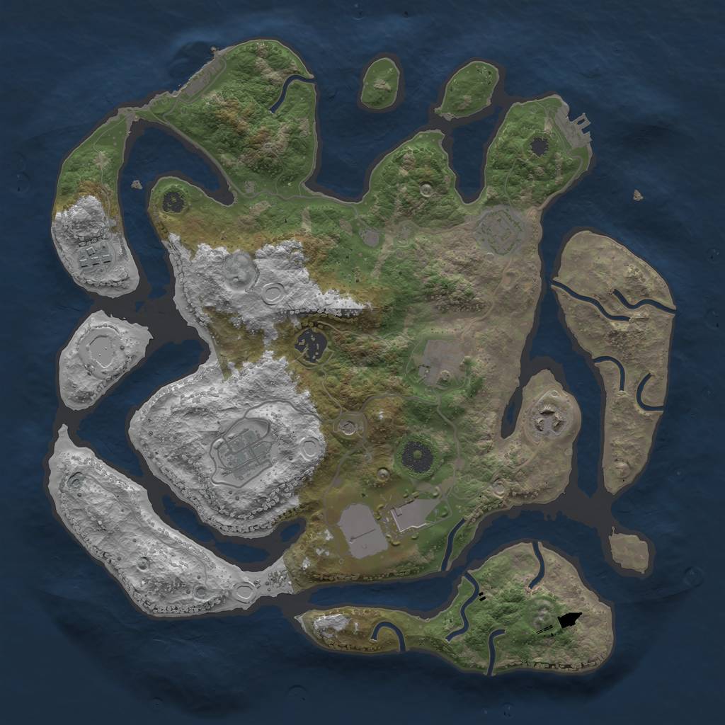 Rust Map: Procedural Map, Size: 3500, Seed: 12345698, 15 Monuments