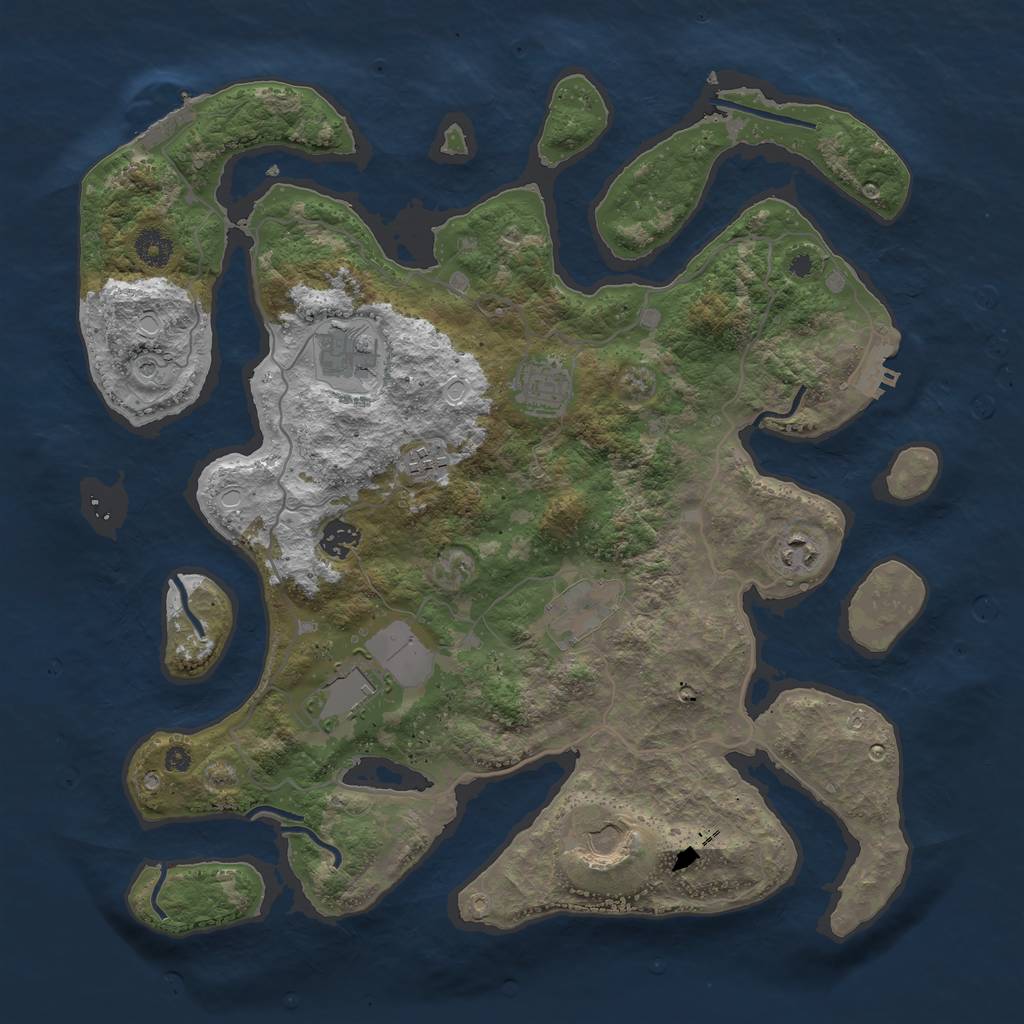 Rust Map: Procedural Map, Size: 4000, Seed: 987465, 16 Monuments