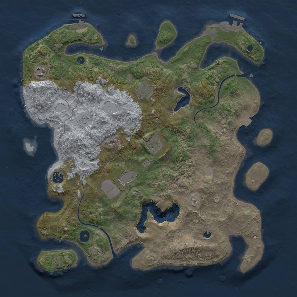 Rust Map: Procedural Map, Size: 4000, Seed: 987465, 11 Monuments