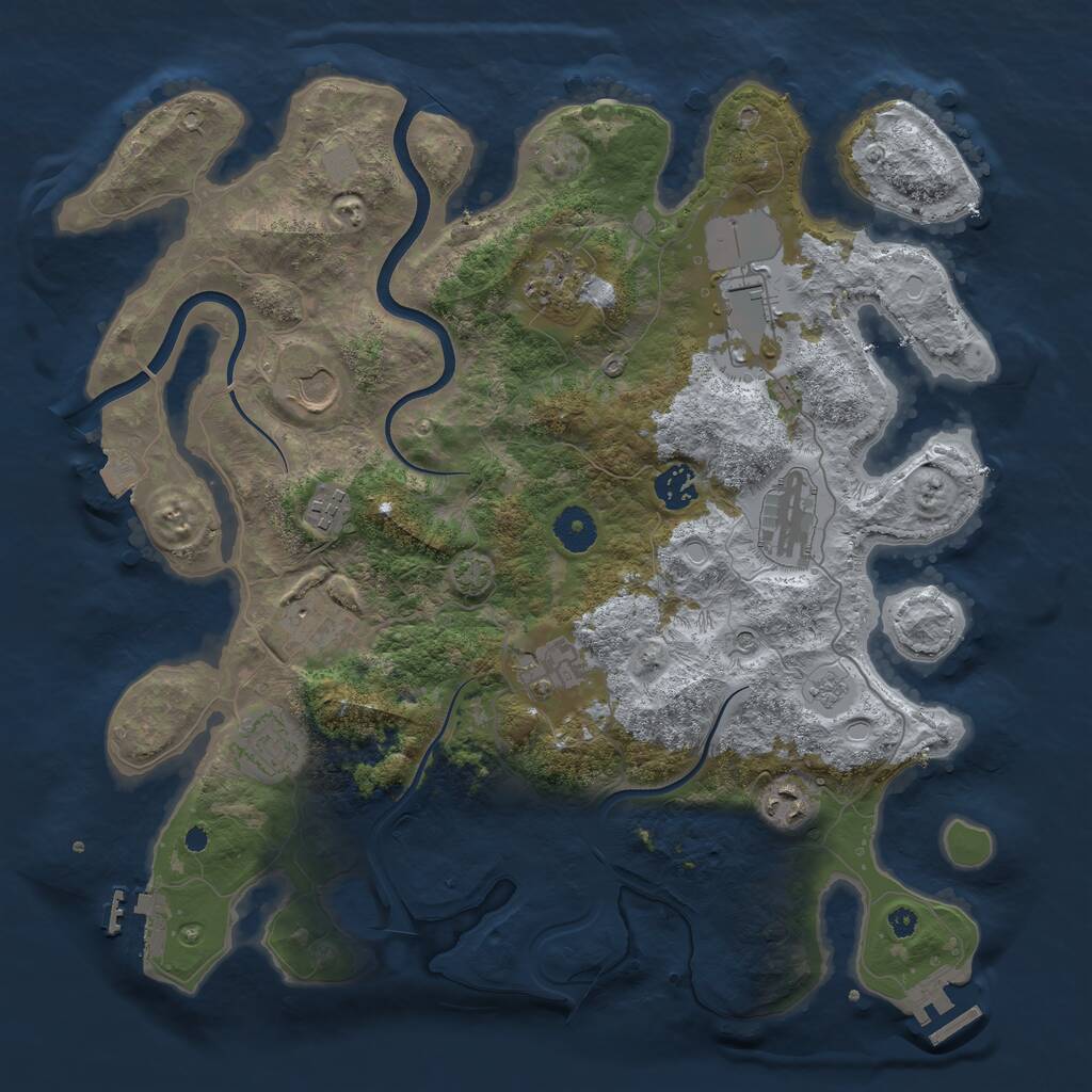 Rust Map: Procedural Map, Size: 3800, Seed: 7372757, 16 Monuments