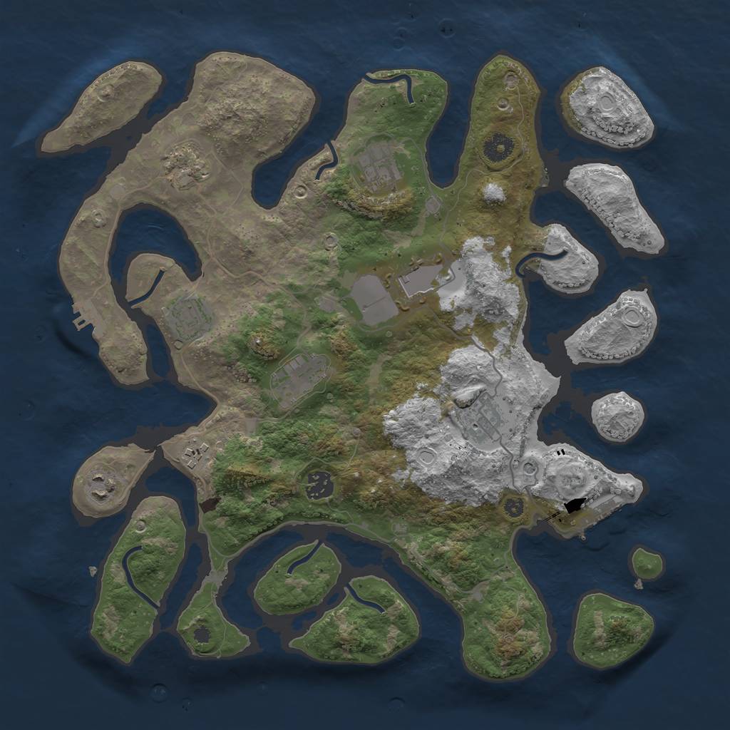 Rust Map: Procedural Map, Size: 3800, Seed: 7372757, 17 Monuments