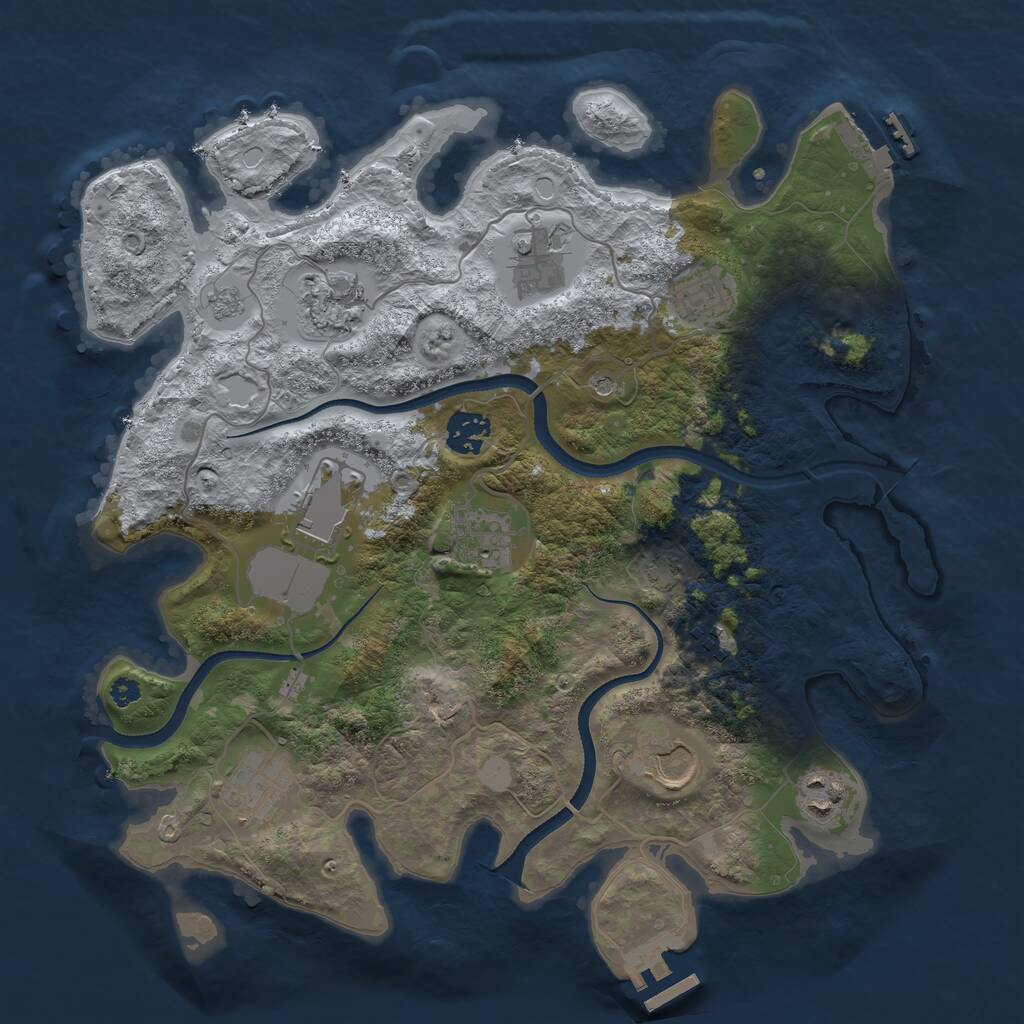 Rust Map: Procedural Map, Size: 3500, Seed: 65568568, 16 Monuments