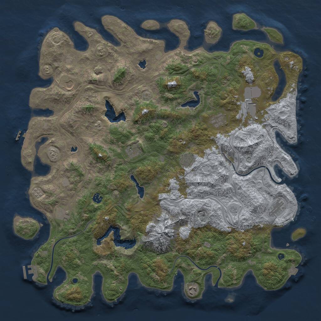 Rust Map: Procedural Map, Size: 5000, Seed: 22707, 16 Monuments