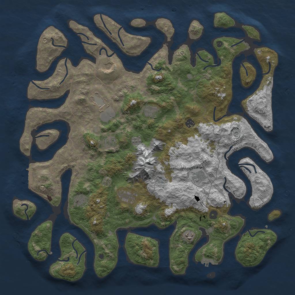 Rust Map: Procedural Map, Size: 5000, Seed: 22707, 18 Monuments