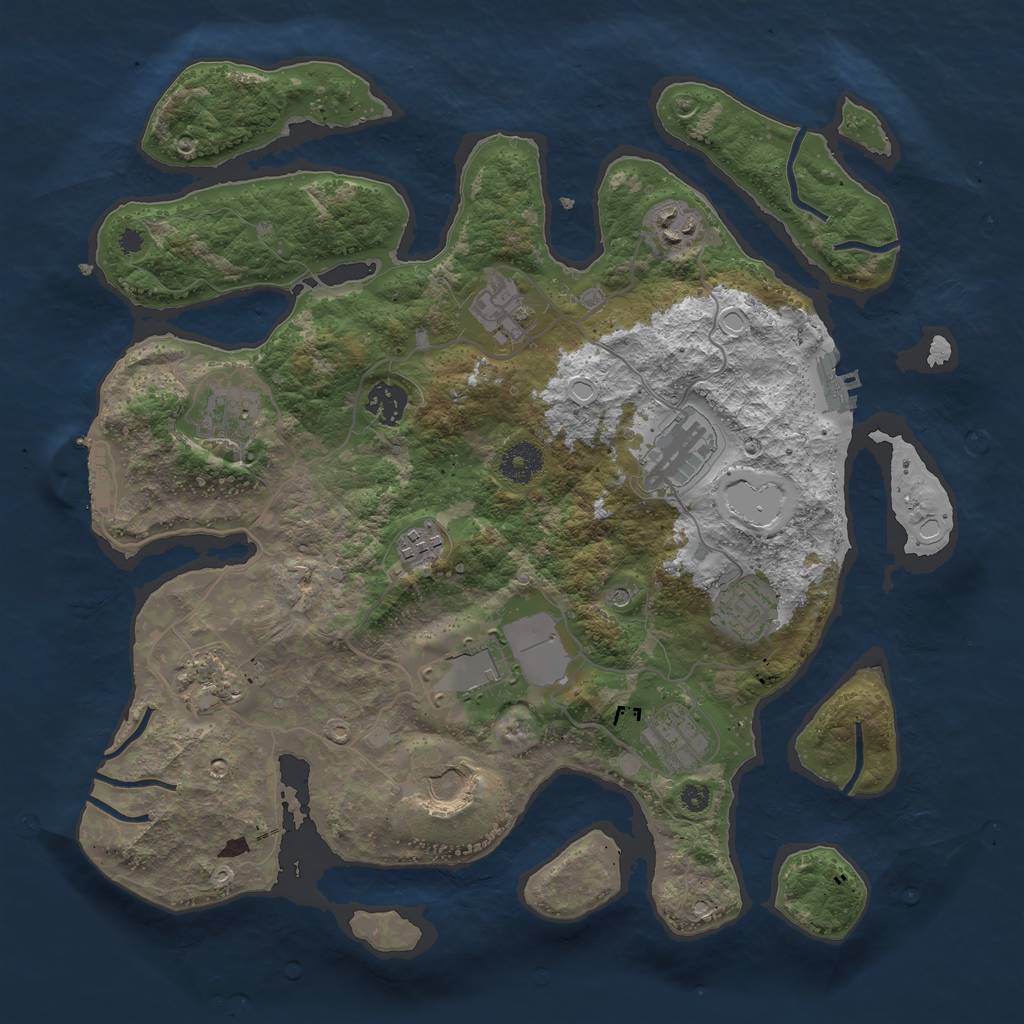 Rust Map: Procedural Map, Size: 3700, Seed: 519135003, 19 Monuments