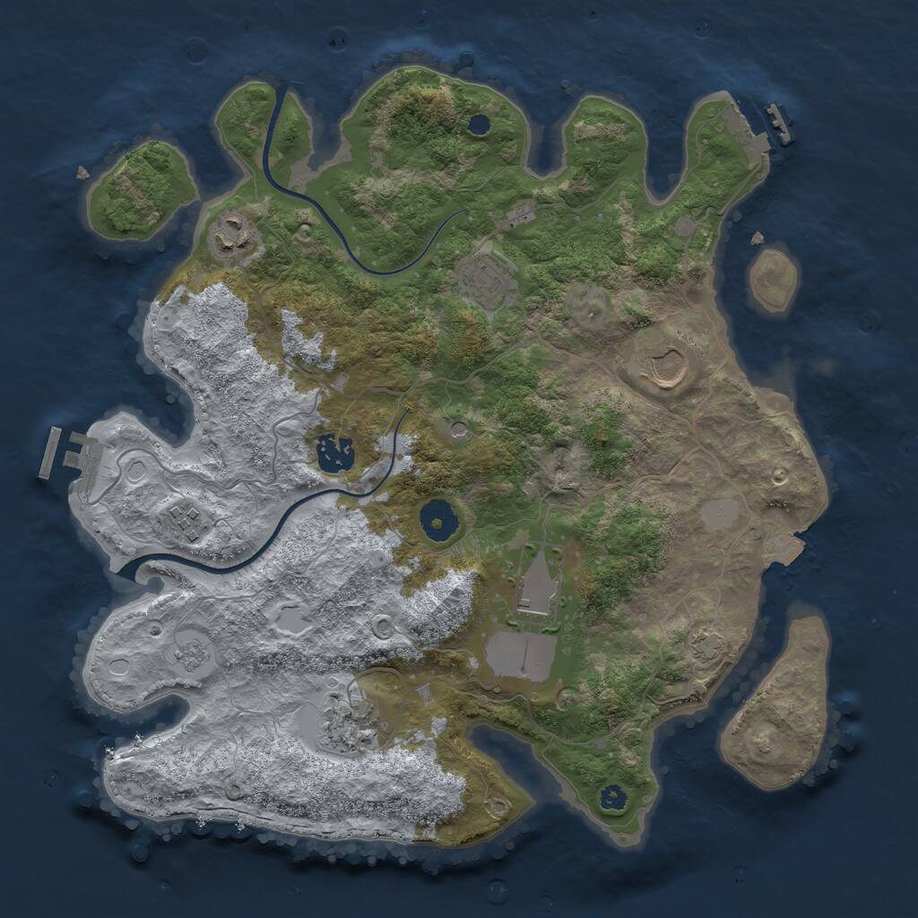 Rust Map: Procedural Map, Size: 3500, Seed: 2064020847, 13 Monuments