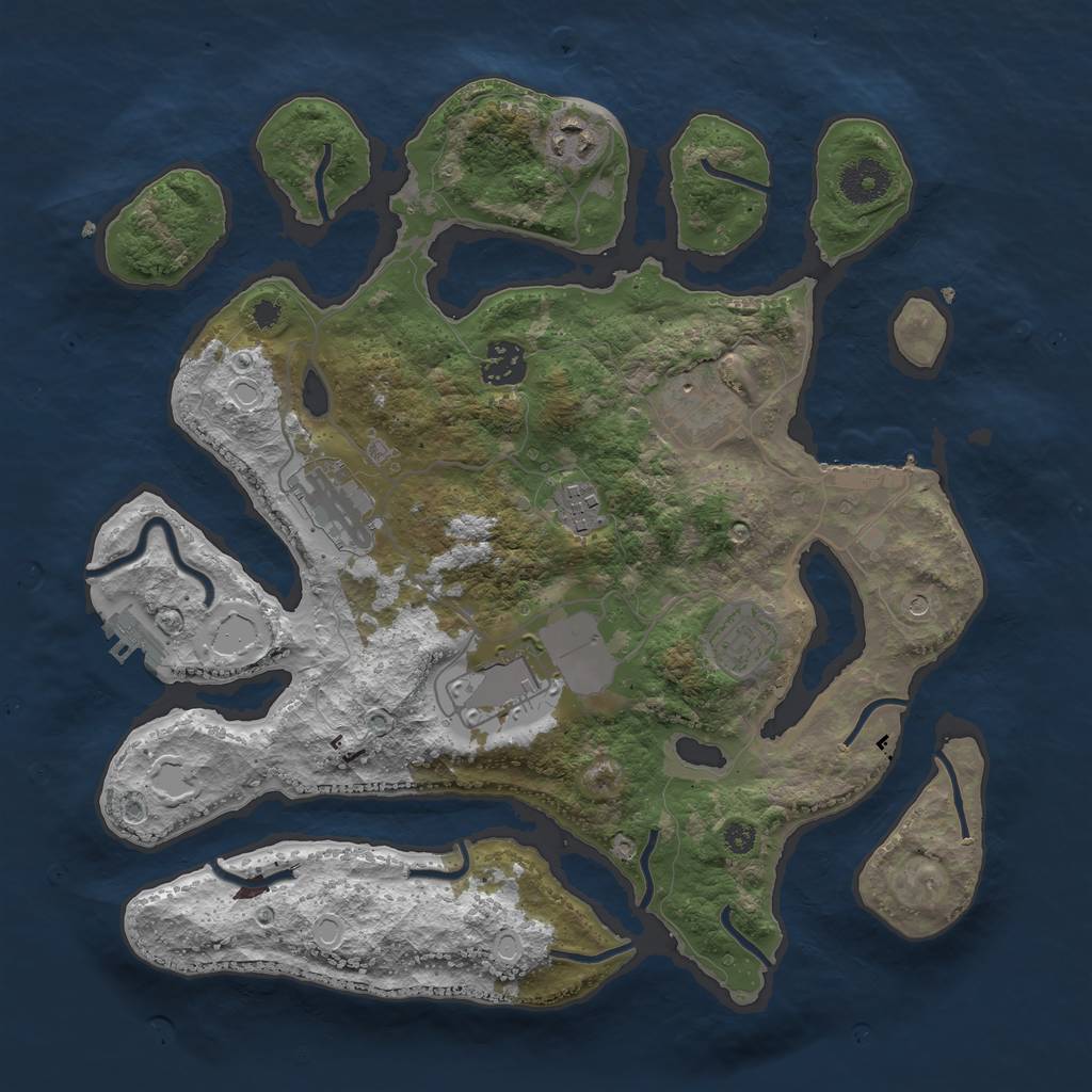 Rust Map: Procedural Map, Size: 3500, Seed: 2064020847, 15 Monuments