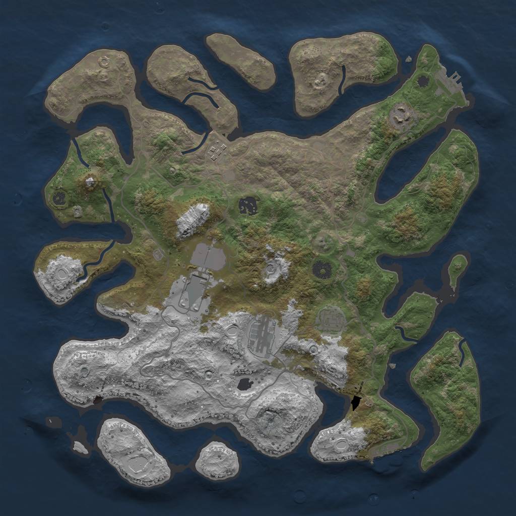 Rust Map: Procedural Map, Size: 4000, Seed: 154557, 14 Monuments