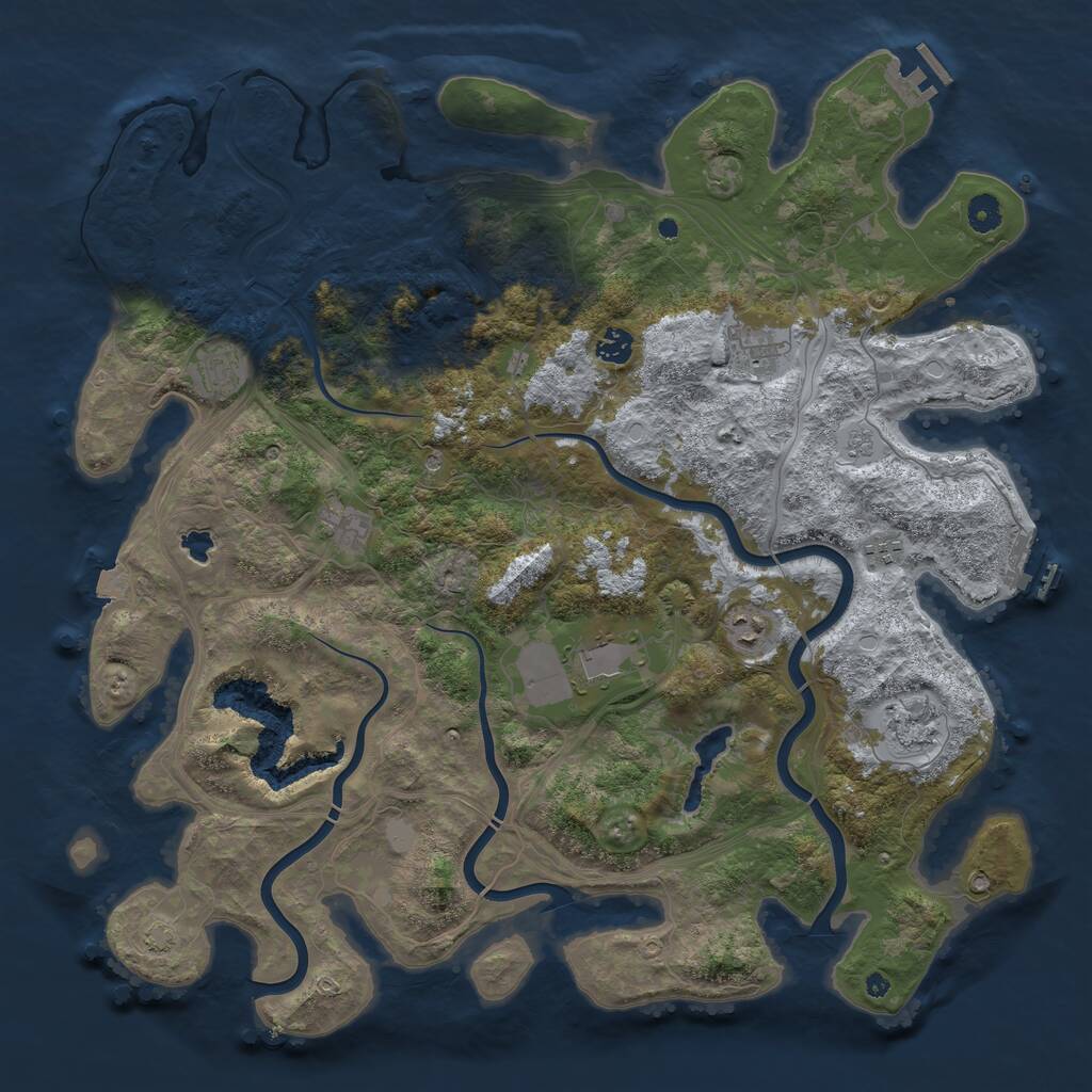 Rust Map: Procedural Map, Size: 4494, Seed: 1243487783, 14 Monuments