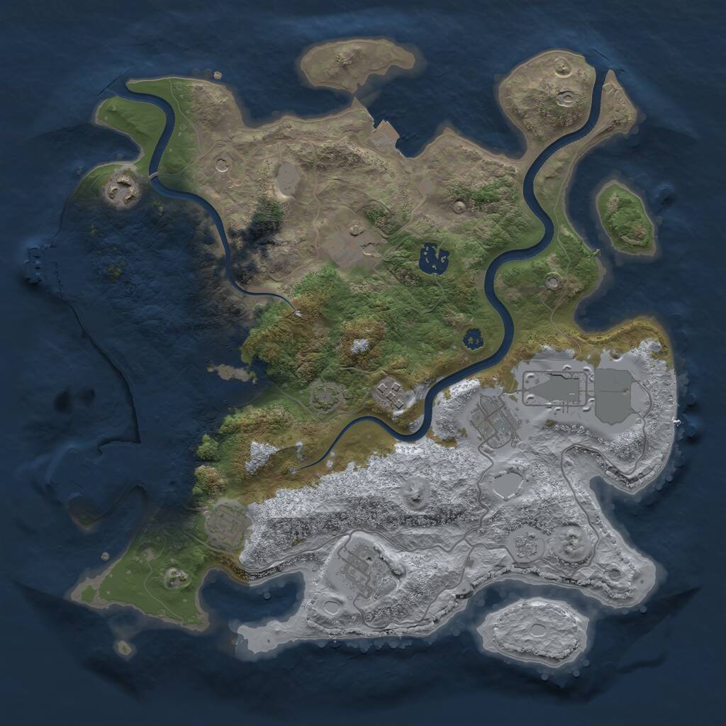 Rust Map: Procedural Map, Size: 3500, Seed: 355998, 15 Monuments