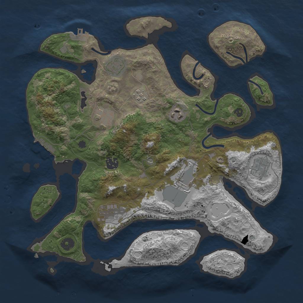 Rust Map: Procedural Map, Size: 3500, Seed: 355998, 16 Monuments