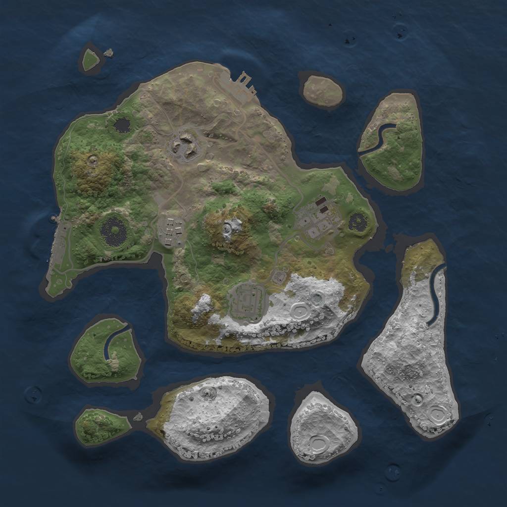 Rust Map: Procedural Map, Size: 2800, Seed: 1957854476, 11 Monuments