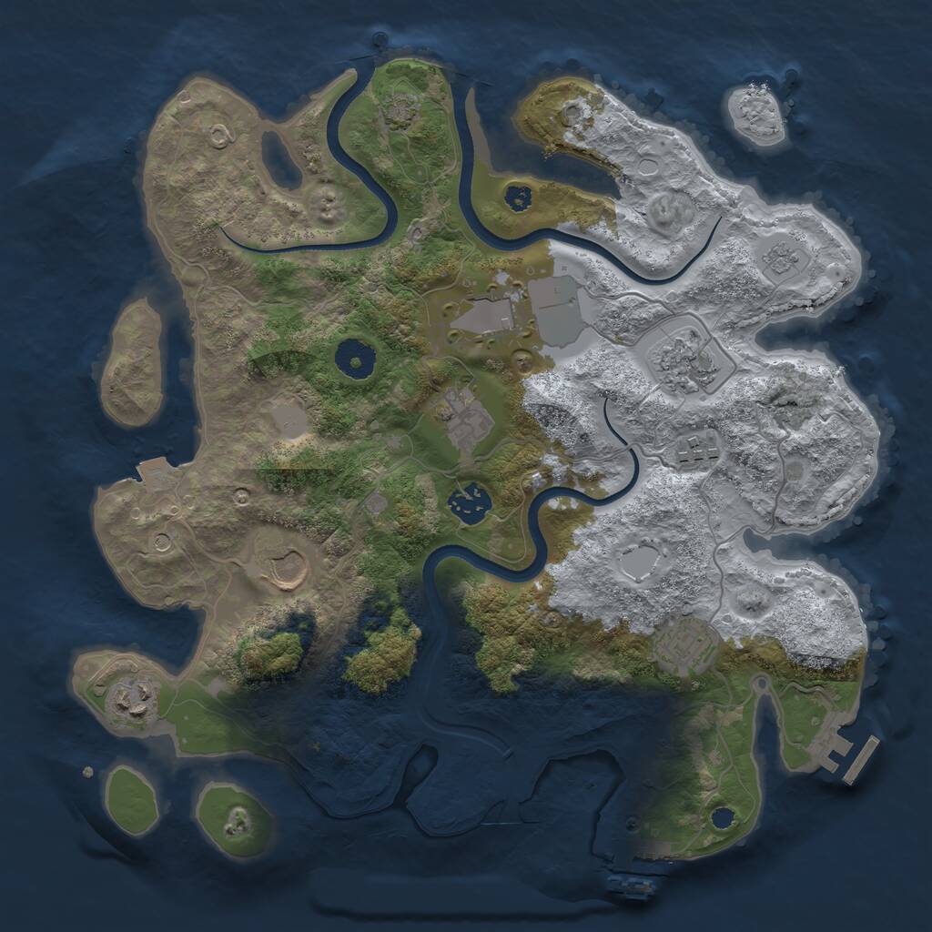 Rust Map: Procedural Map, Size: 3500, Seed: 1994017436, 14 Monuments