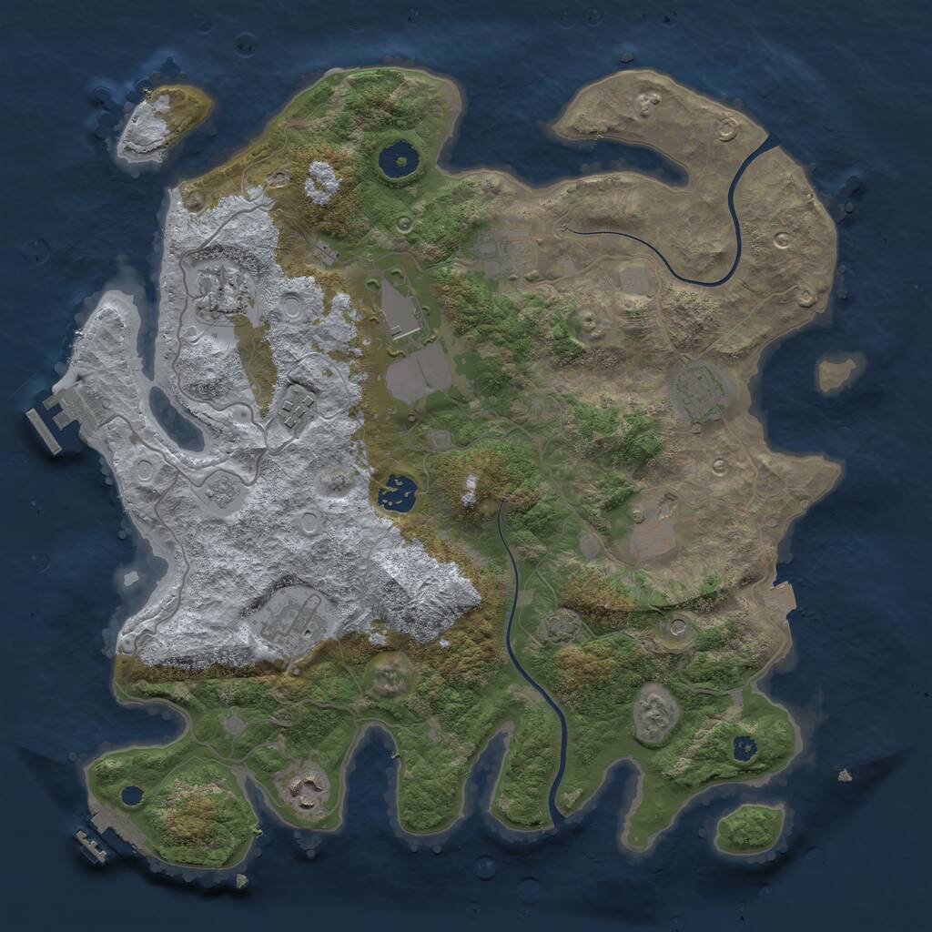 Rust Map: Procedural Map, Size: 3700, Seed: 578964865, 15 Monuments