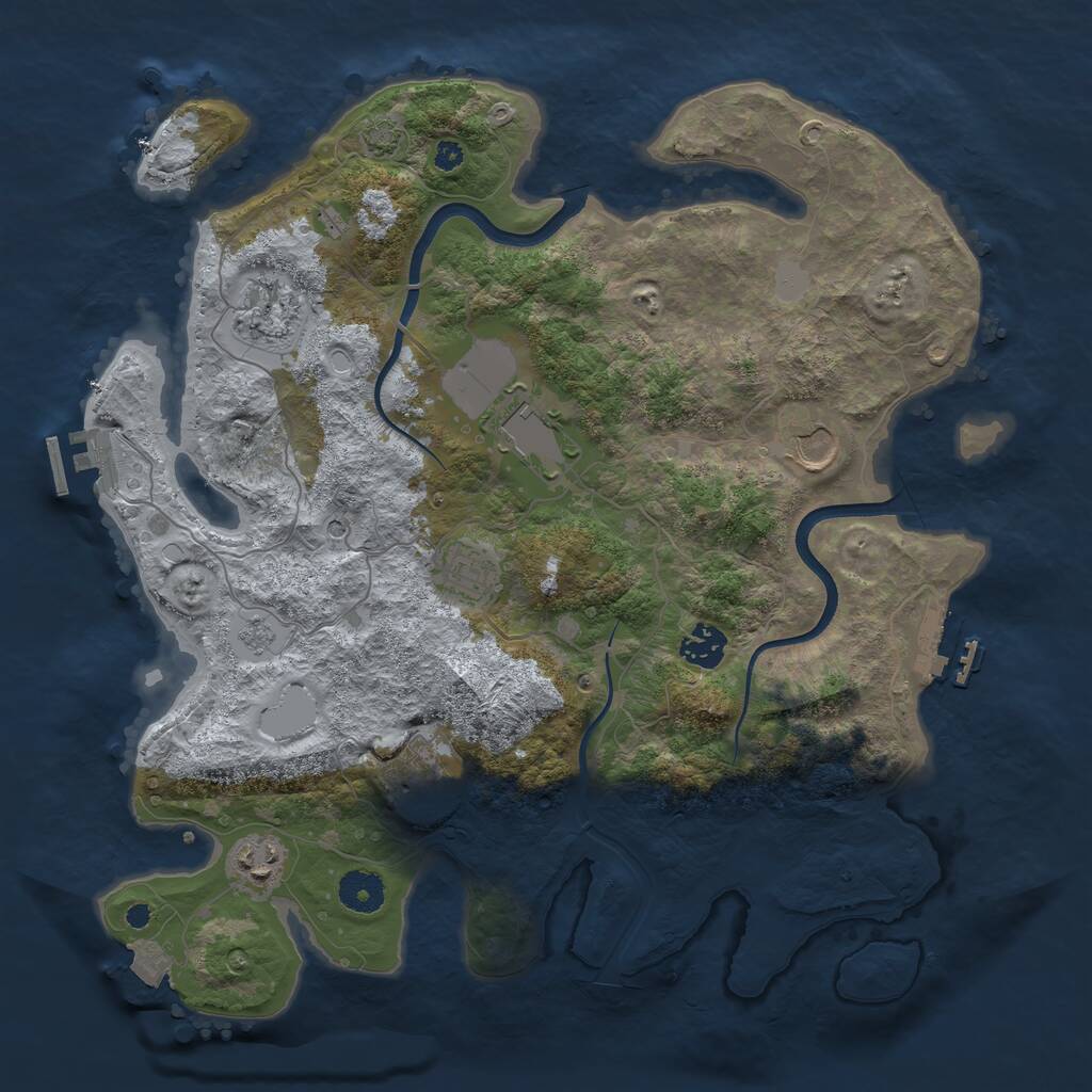 Rust Map: Procedural Map, Size: 3700, Seed: 578964865, 13 Monuments