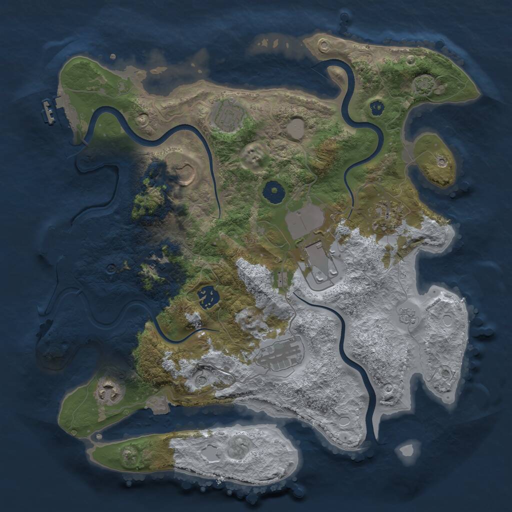 Rust Map: Procedural Map, Size: 3500, Seed: 1026072660, 14 Monuments