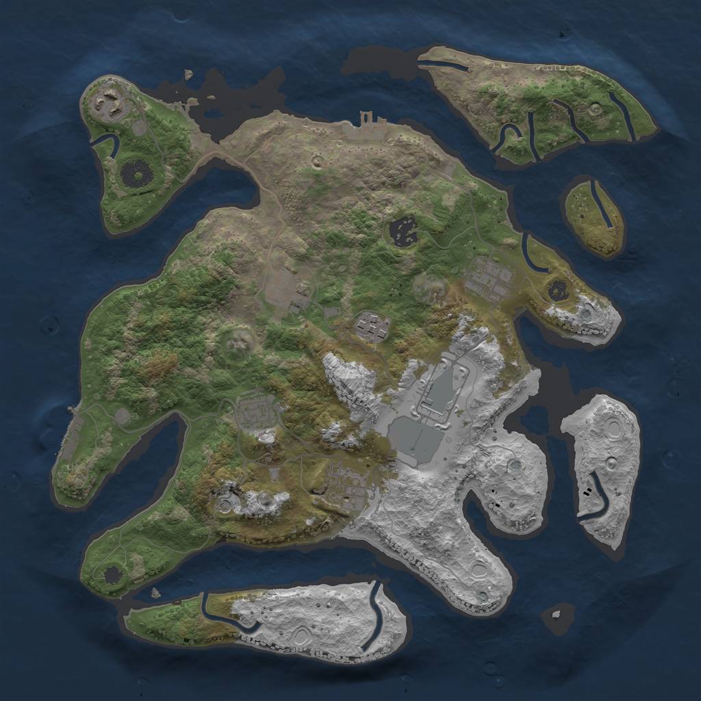 Rust Map: Procedural Map, Size: 3500, Seed: 1026072660, 16 Monuments