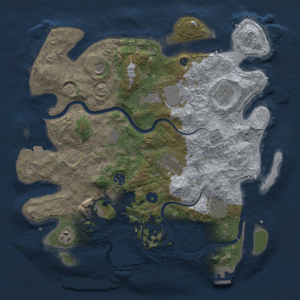 Rust Map: Procedural Map, Size: 3850, Seed: 1327427696, 16 Monuments