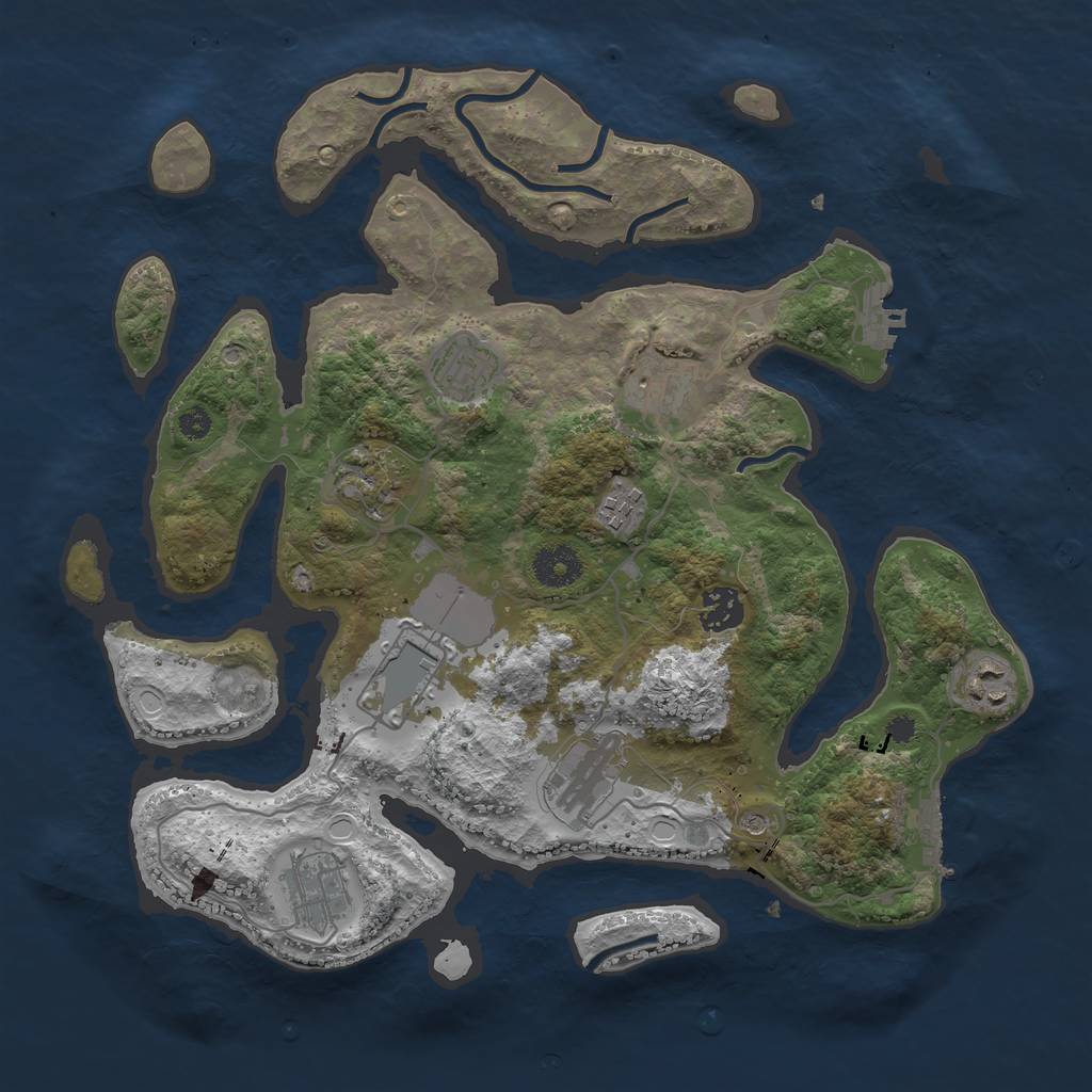 Rust Map: Procedural Map, Size: 3550, Seed: 1929851426, 17 Monuments