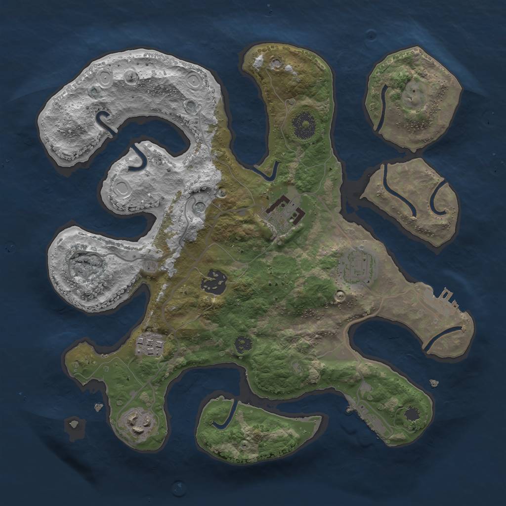 Rust Map: Procedural Map, Size: 3000, Seed: 7165885, 13 Monuments