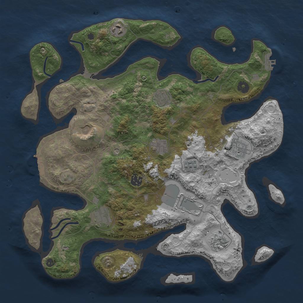 Rust Map: Procedural Map, Size: 3800, Seed: 2412, 18 Monuments