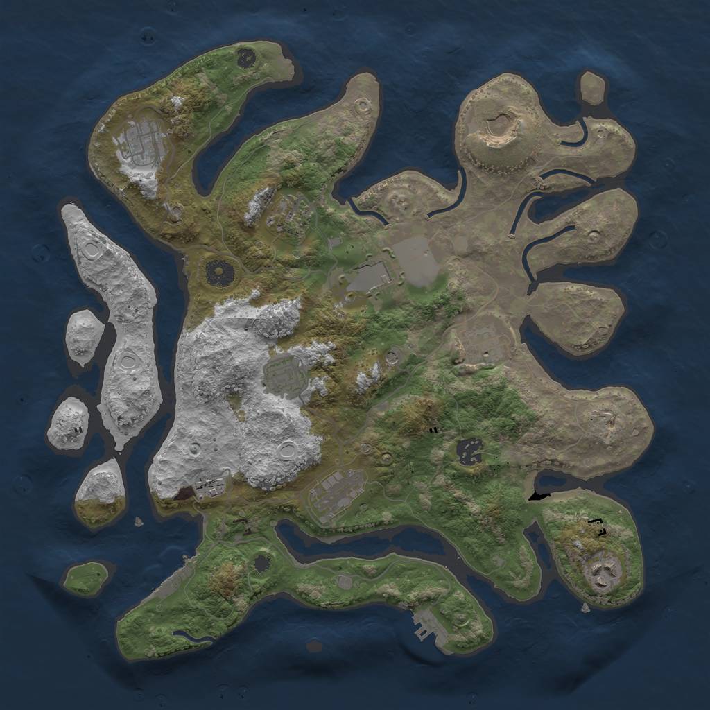 Rust Map: Procedural Map, Size: 3750, Seed: 25291229, 18 Monuments