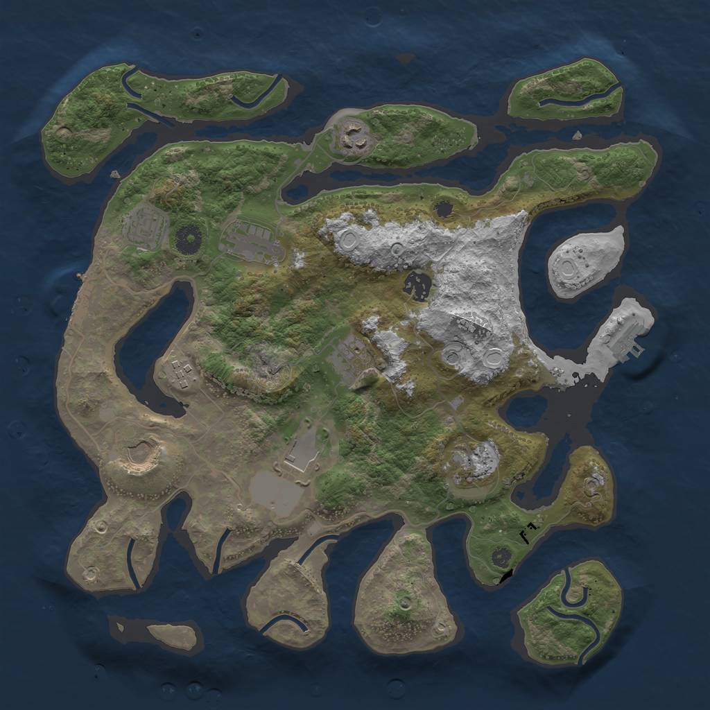 Rust Map: Procedural Map, Size: 3700, Seed: 1841338225, 17 Monuments