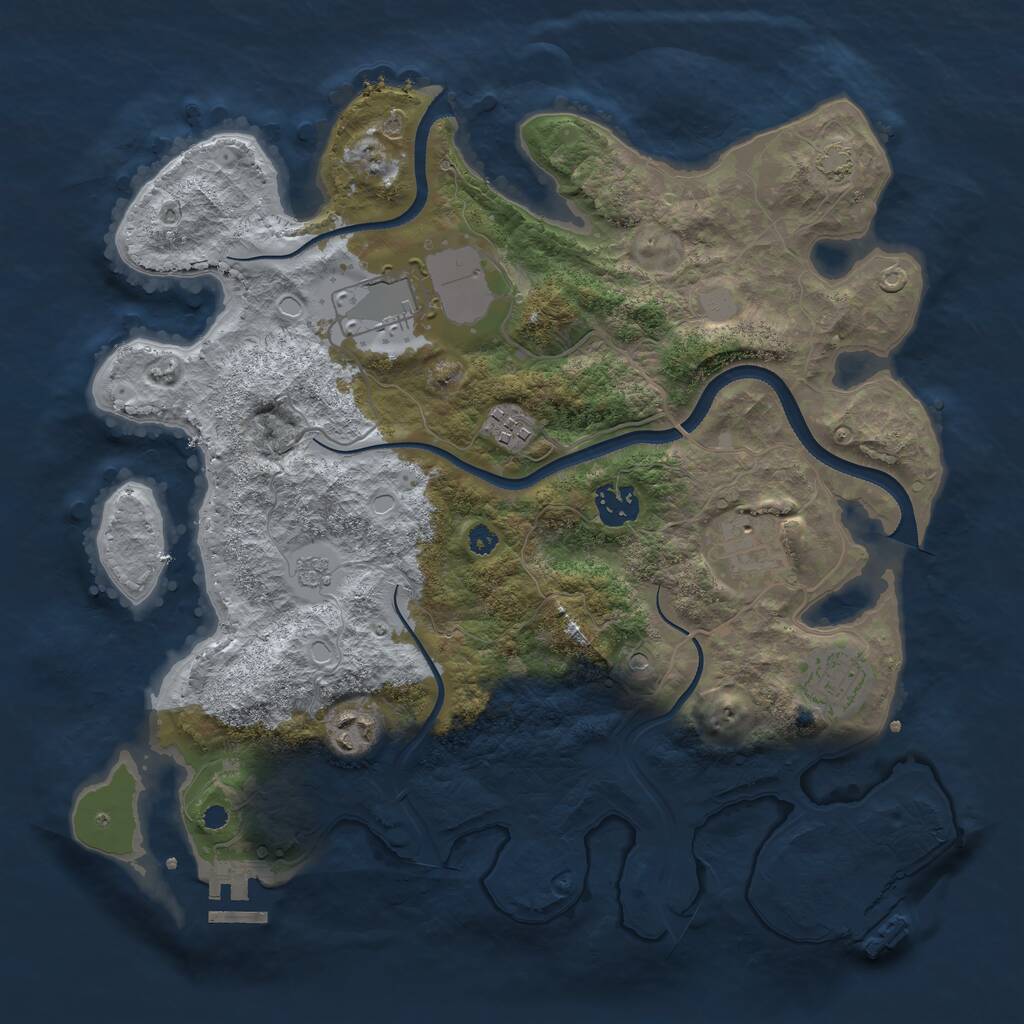 Rust Map: Procedural Map, Size: 3500, Seed: 57621, 12 Monuments