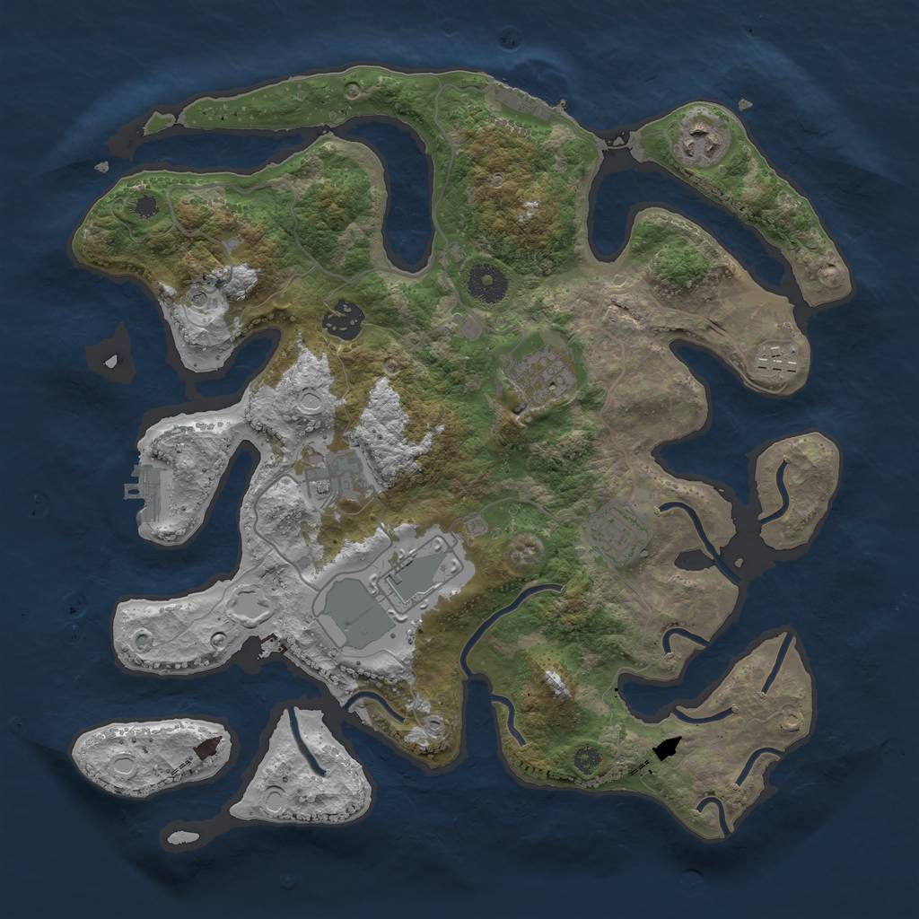 Rust Map: Procedural Map, Size: 3500, Seed: 3641575, 15 Monuments