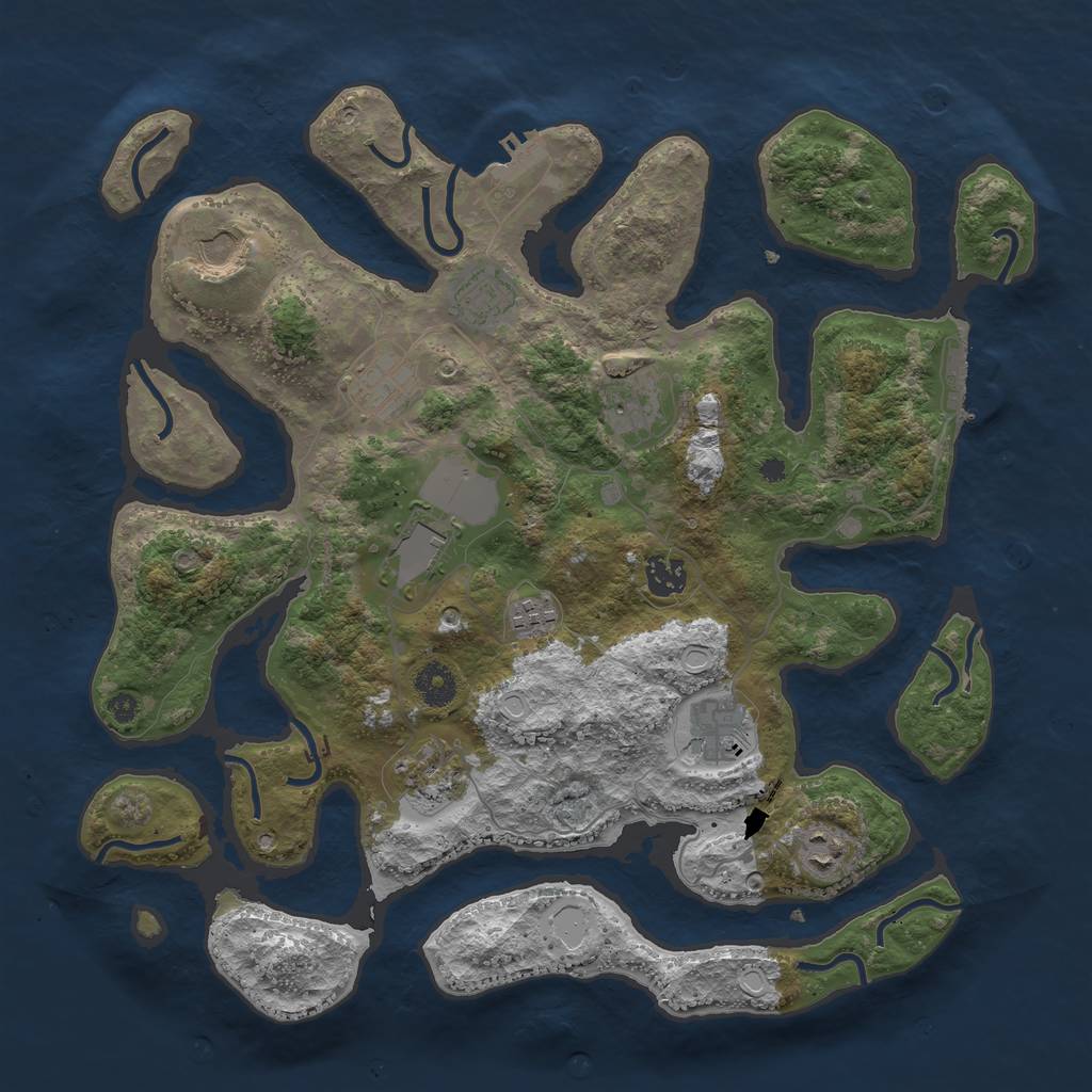 Rust Map: Procedural Map, Size: 3850, Seed: 5523623, 17 Monuments