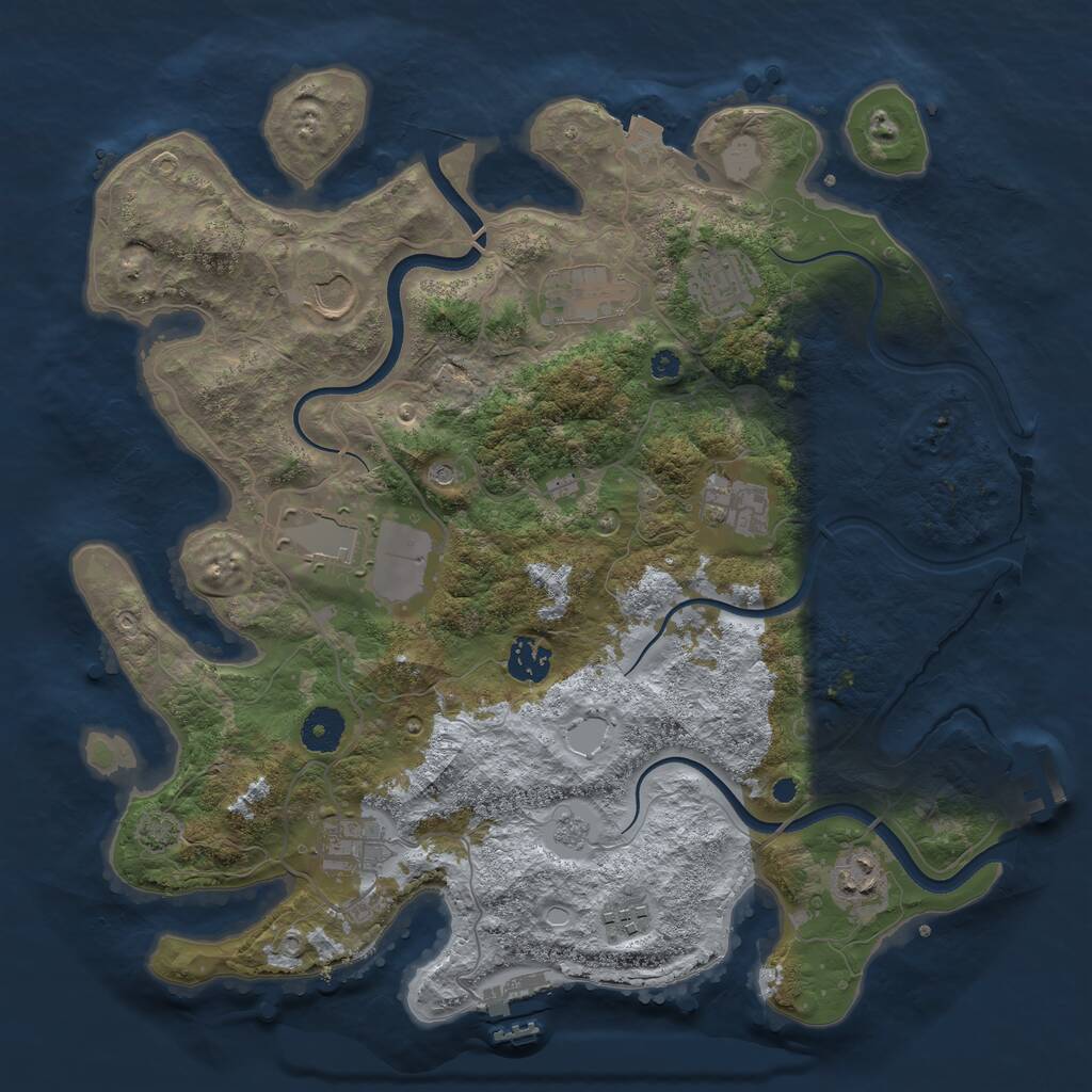 Rust Map: Procedural Map, Size: 3700, Seed: 1479404986, 15 Monuments