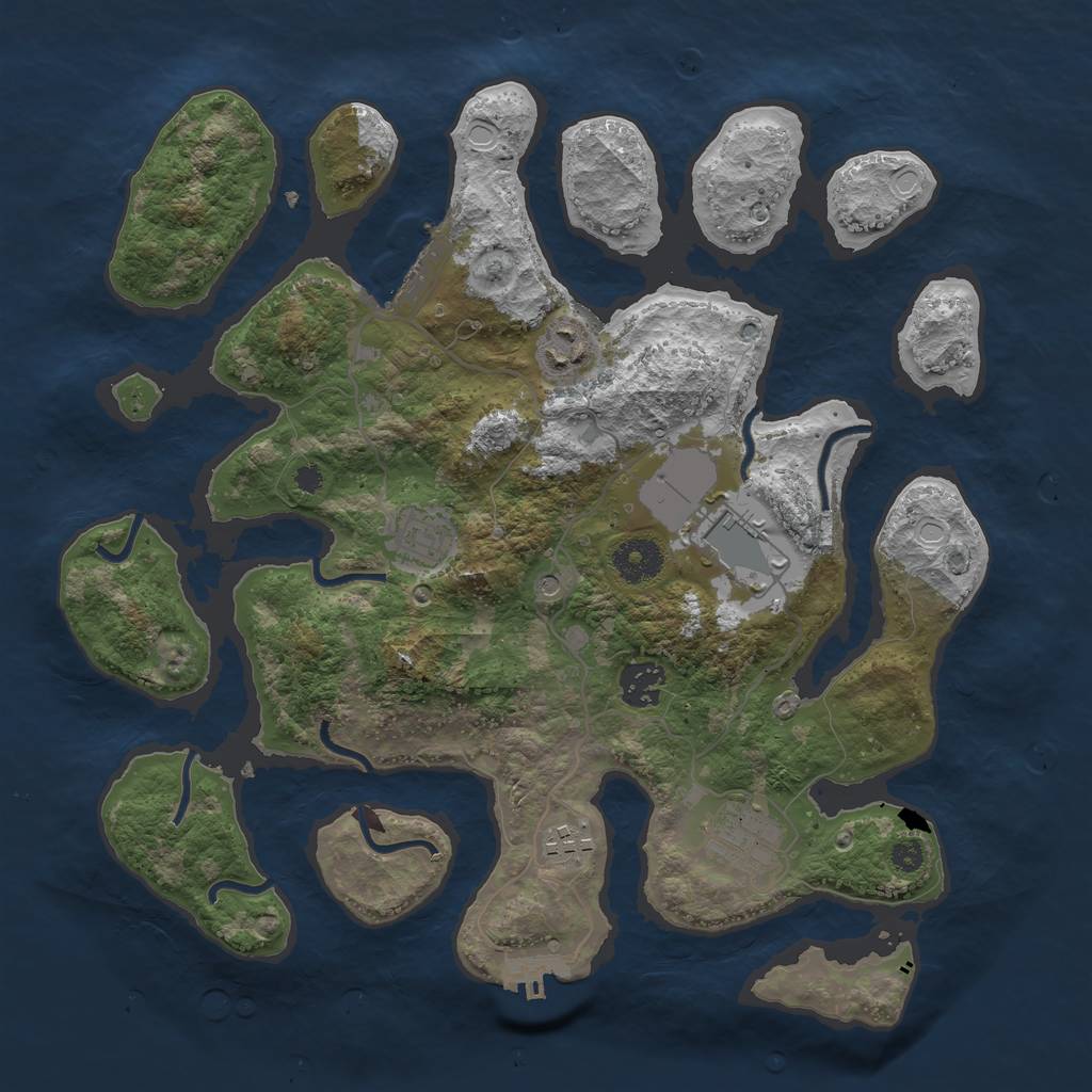 Rust Map: Procedural Map, Size: 3500, Seed: 545859446, 14 Monuments