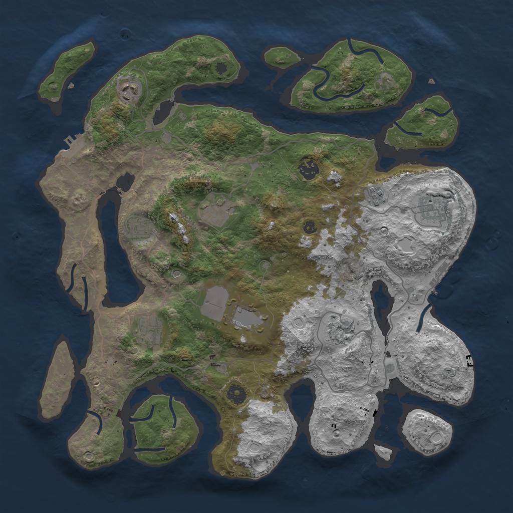 Rust Map: Procedural Map, Size: 4000, Seed: 1096045145, 17 Monuments