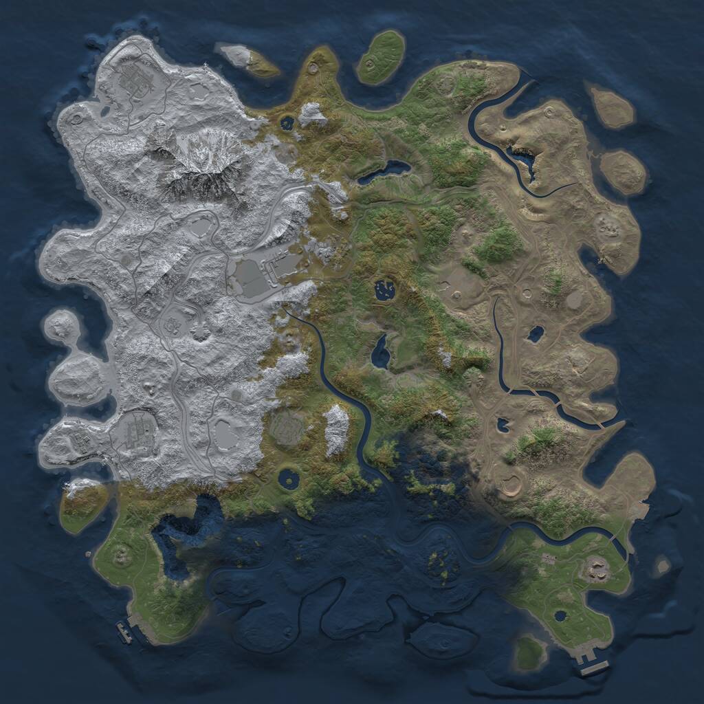 Rust Map: Procedural Map, Size: 5000, Seed: 74185225, 16 Monuments