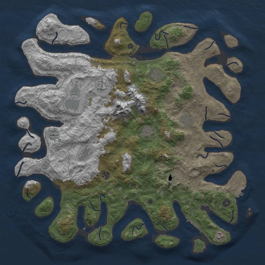 Rust Map: Procedural Map, Size: 5000, Seed: 74185225, 18 Monuments