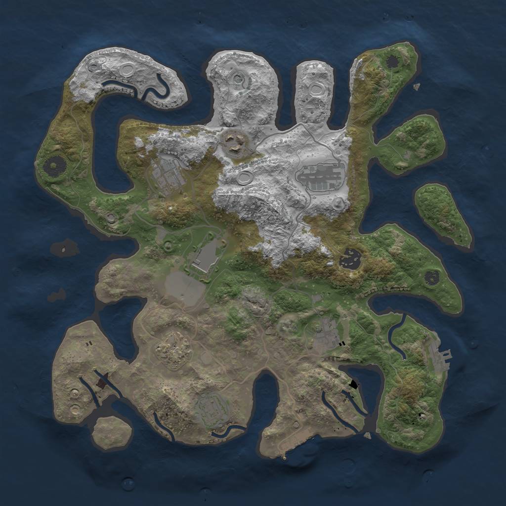 Rust Map: Procedural Map, Size: 3500, Seed: 1977821271, 16 Monuments